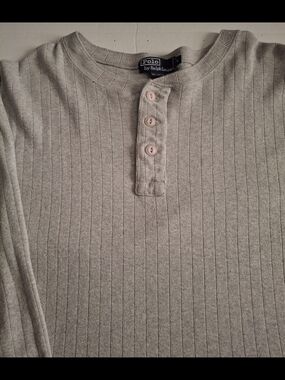 Polo Ralph Lauren Ribbed Henley Top - Light Gray